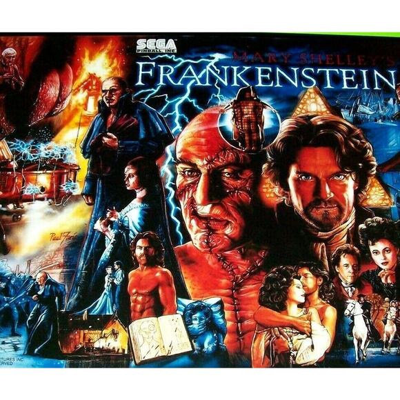 Frankenstein Mary Shelleys Pinball Translite NOS Horror Movies Halloween 1995 - Picture 2 of 12